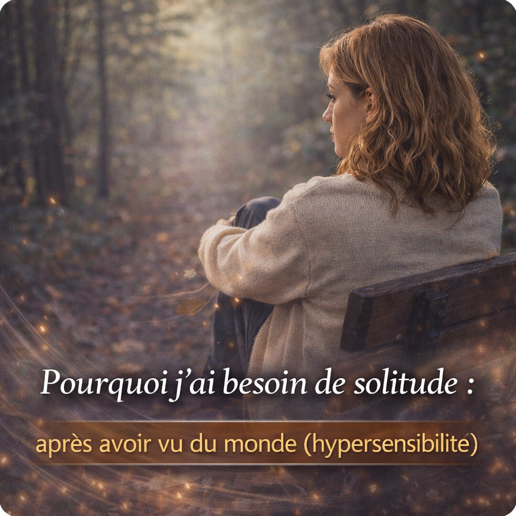 Femme assise seule dans la nature après un moment social, illustrant le besoin de solitude chez les personnes hypersensibles